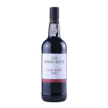 bottle of fine ruby ​​port wine from veira de sousa